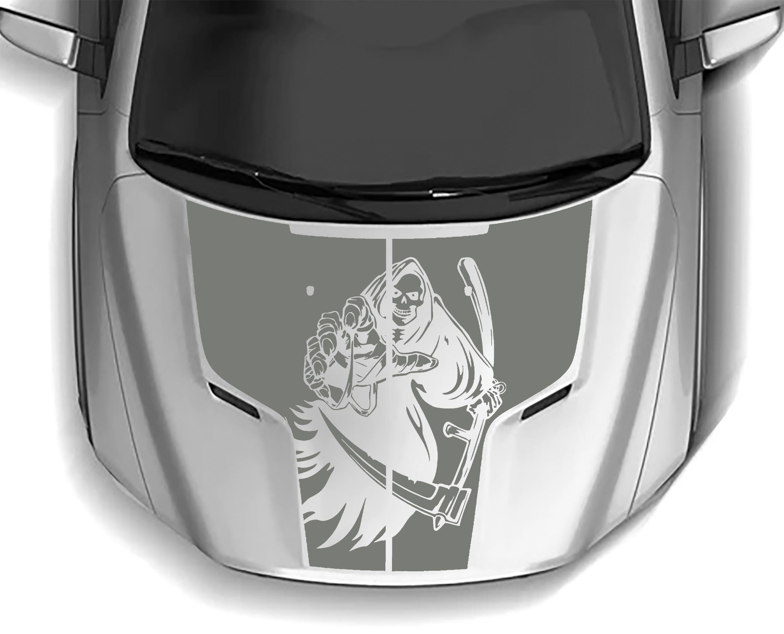 reaper hood graphics for dodge ram 1500 hemi 2009 to 2018 models gray