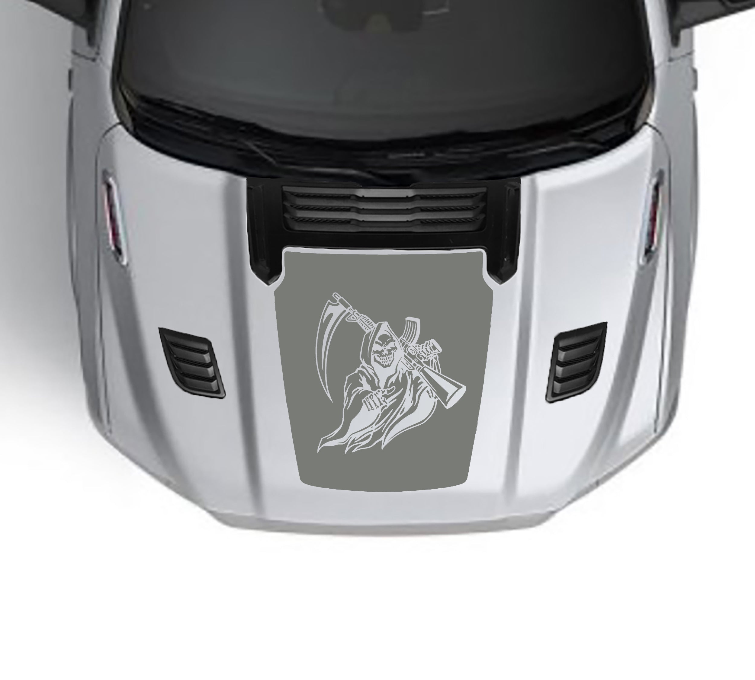 reaper performance hood graphics for dodge ram 1500 2019 to 2023 models gray