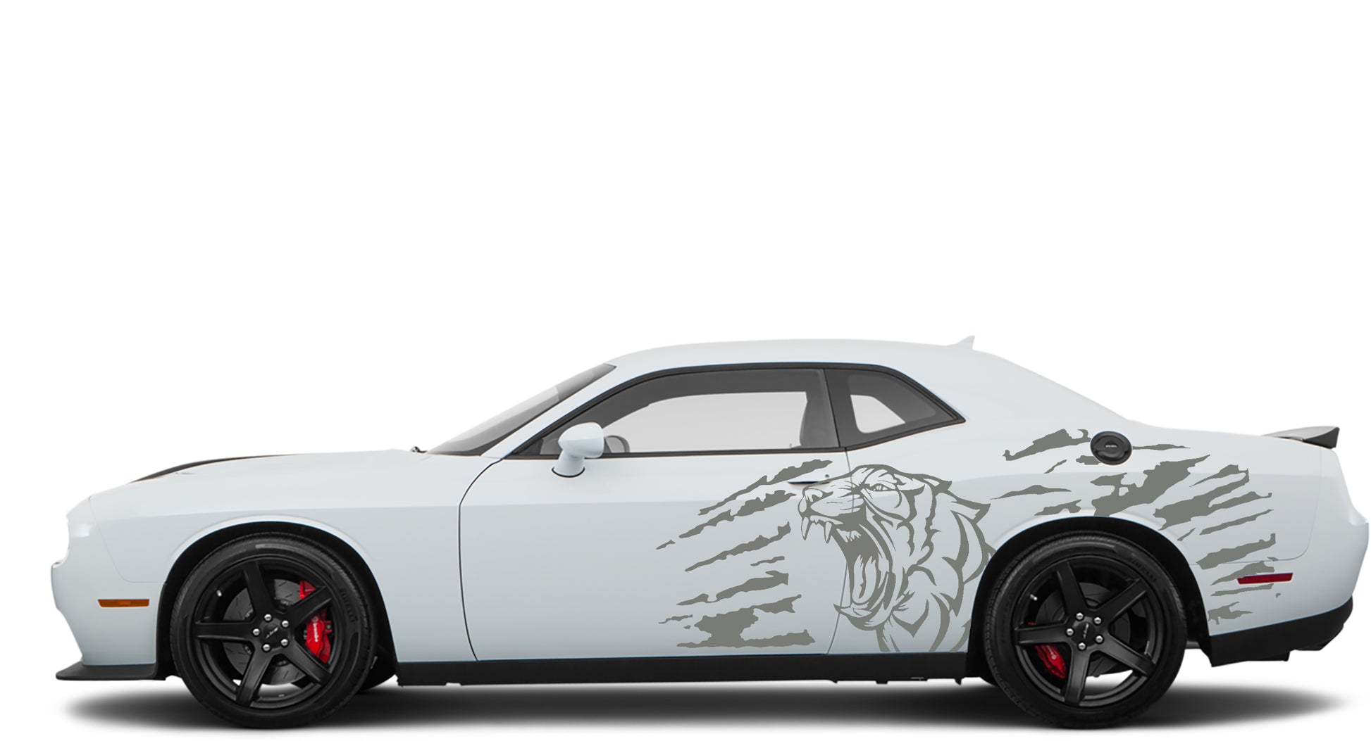 roaring tiger side graphics for dodge challenger 2008 to 2023 models gray