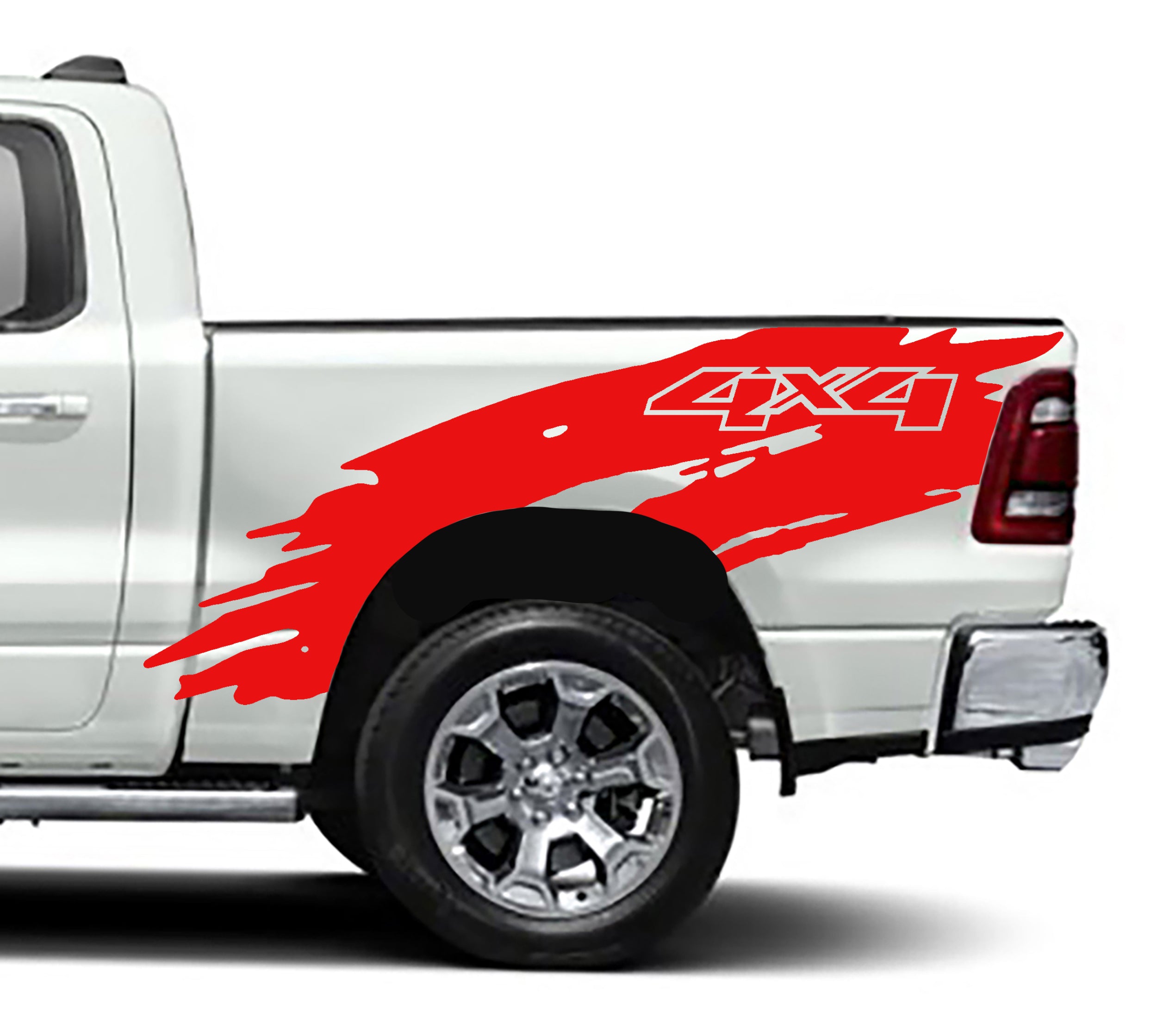 shredde 4x4 bed graphics for dodge ram 1500 2500 2019 to 2023 models red