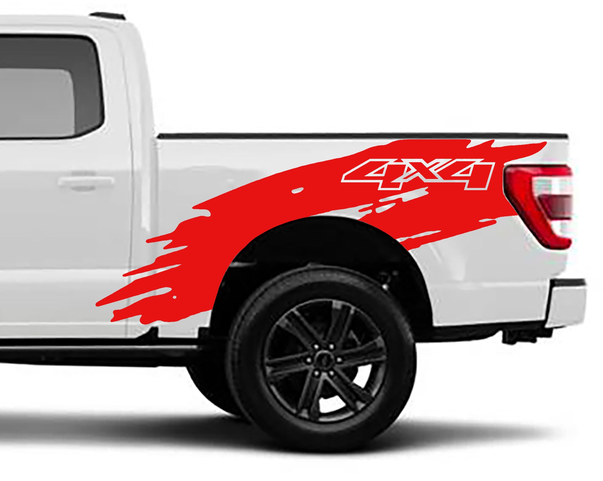 shredded 4x4 bed vinyl graphics for ford f 150 2021 to 2023 models red