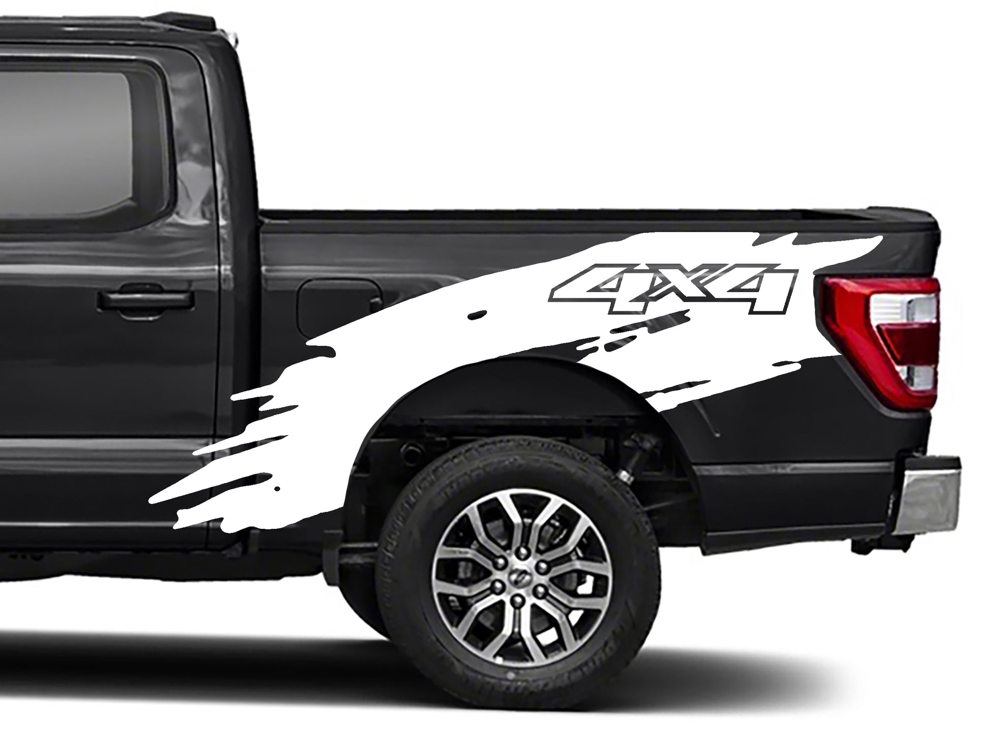 shredded 4x4 bed vinyl graphics for ford f 150 2021 to 2023 models white