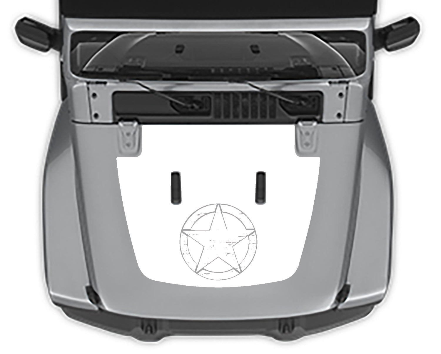 Jeep Wrangler JL Military Star Hood Decal : Vinyl Graphics Kit fits (2018-2023)