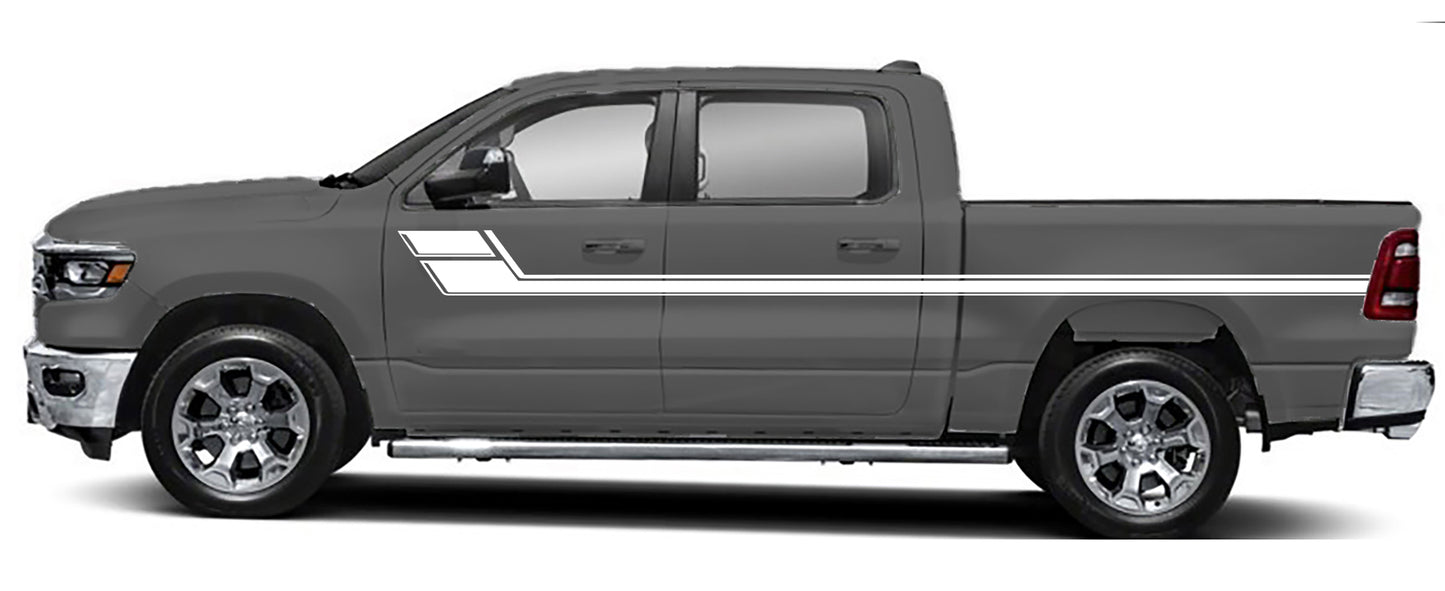 side racing stripes for dodge ram 1500 2500 2019 to 2023 models white