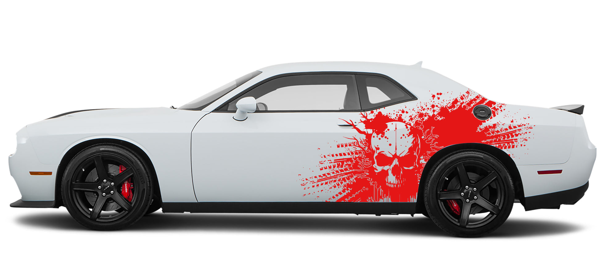 skull splash side graphics for dodge challenger 2008 to 2023 models red