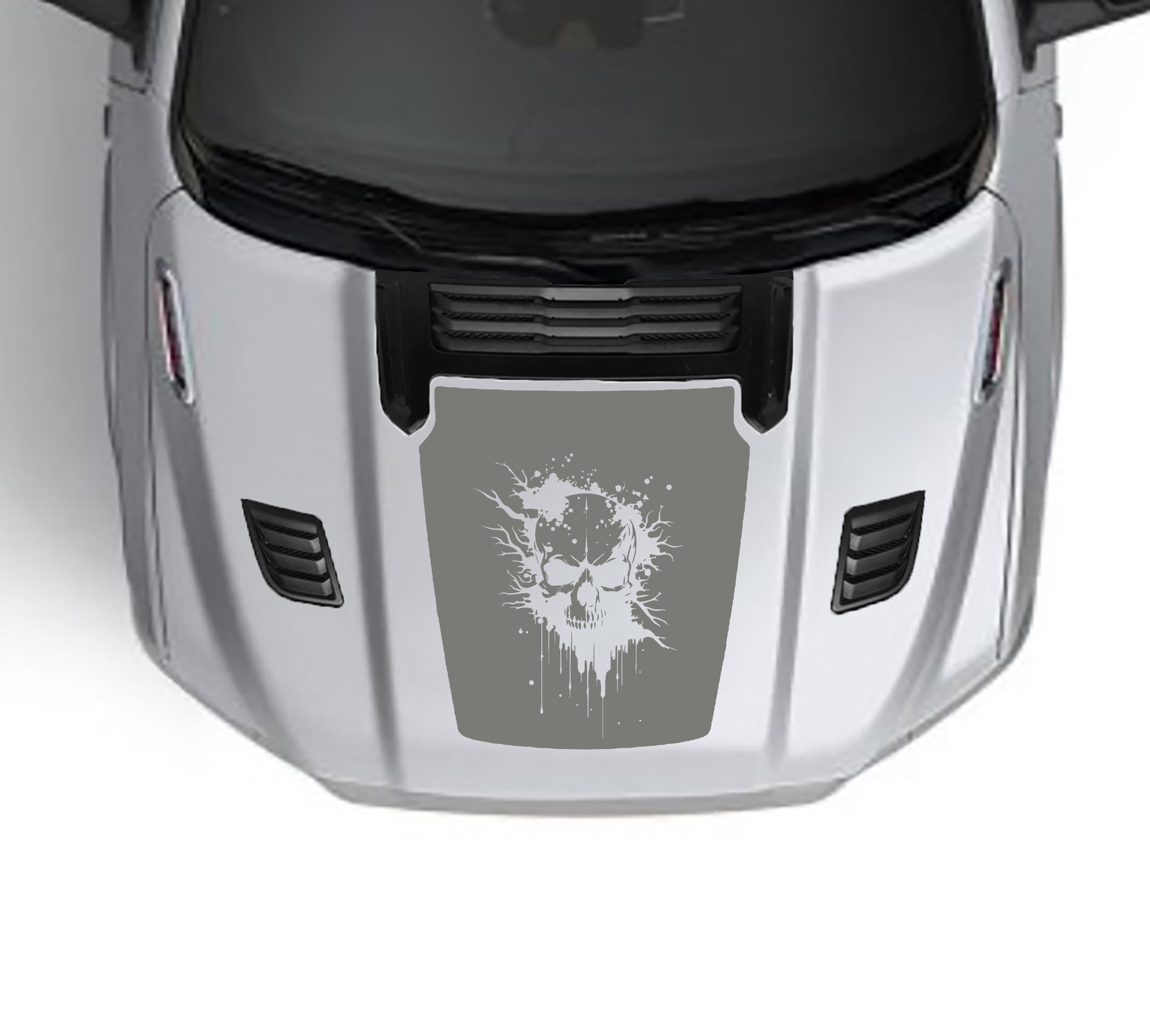 skull performance hood graphics for dodge ram 1500 2019 to 2023 models gray