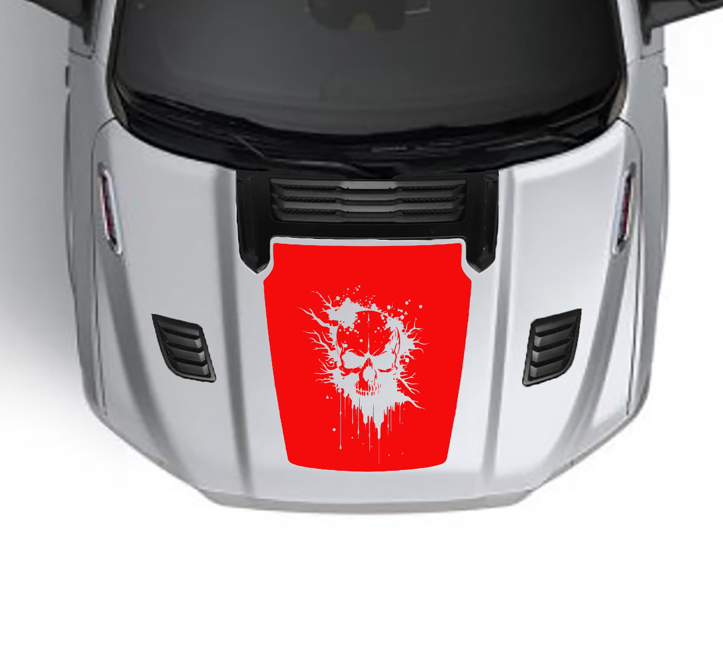 skull performance hood graphics for dodge ram 1500 2019 to 2023 models red