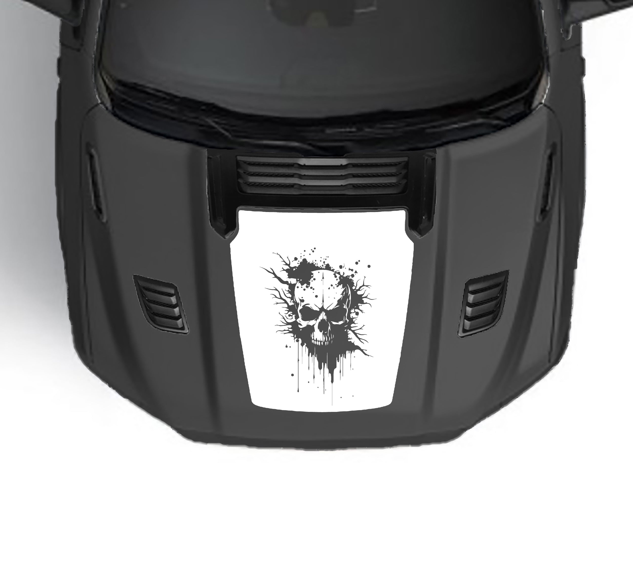 skull performance hood graphics for dodge ram 1500 2019 to 2023 models white