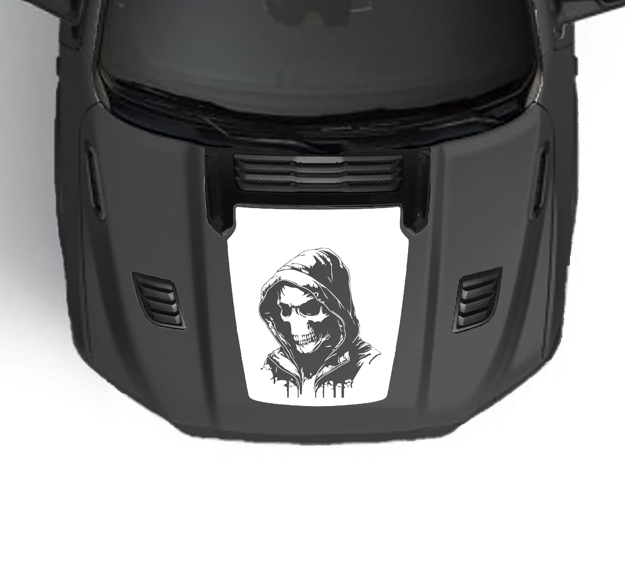 Skull Performance hood graphics for dodge ram 1500 2019 to 2023 models white