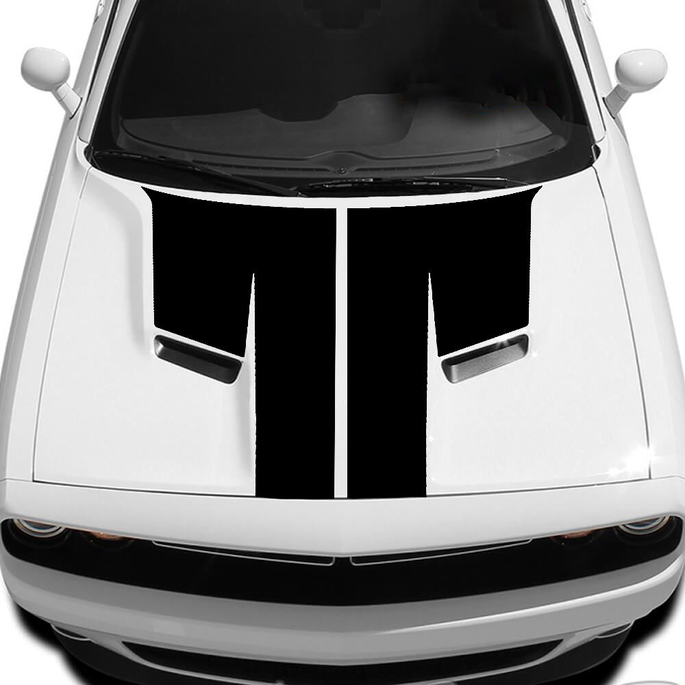 Dodge Challenger T-Style Hood Decal : Vinyl Graphics Kit Fits (2015-2023)