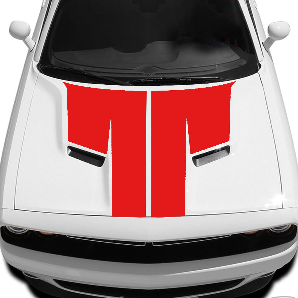 t style hood decal for dodge challenger 2015 to 2023 models red