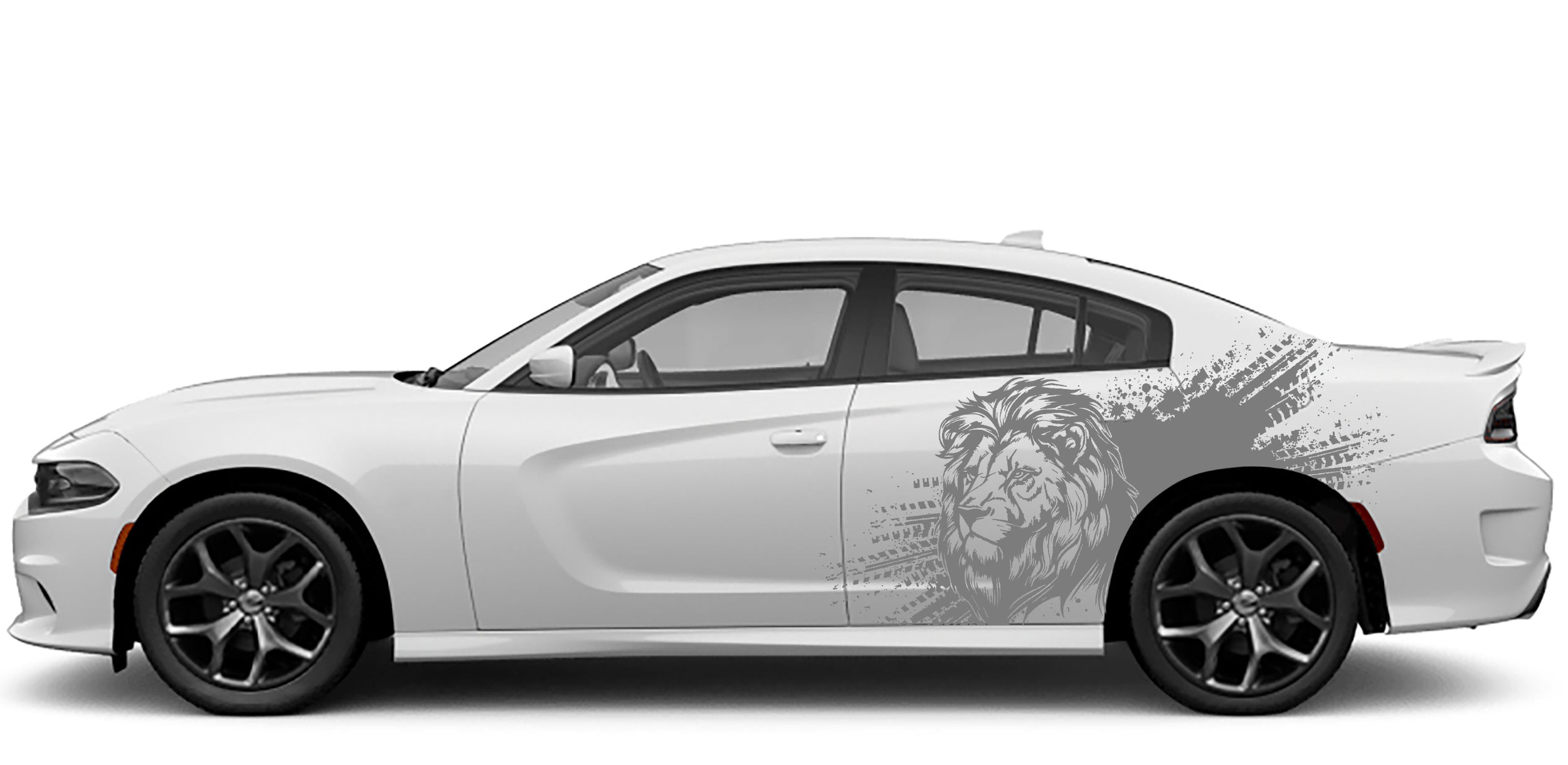 tiger splash side graphics for dodge charger 2015 to 2023 models gray