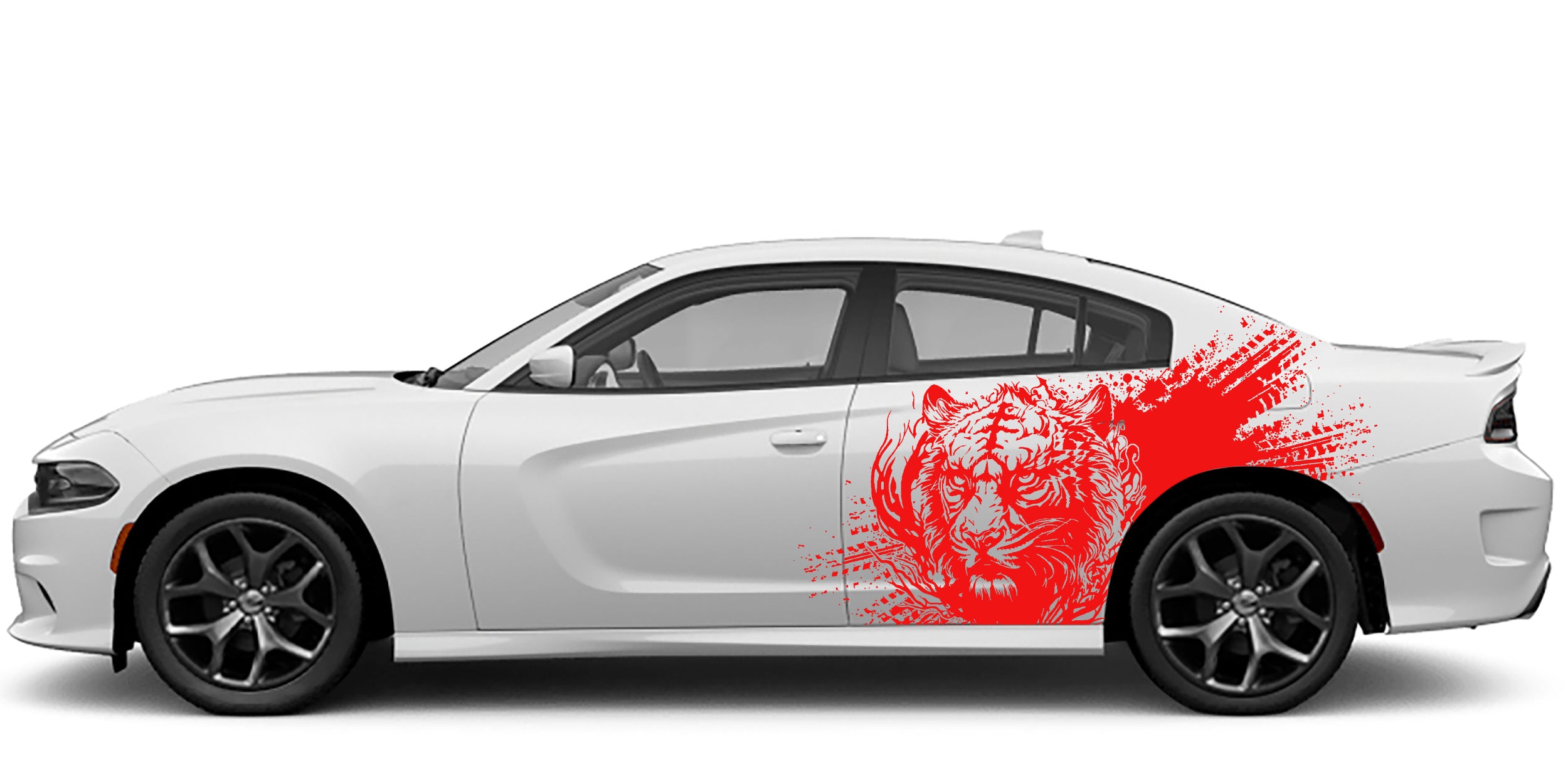 tiger splash side graphics for dodge charger 2015 to 2023 models red