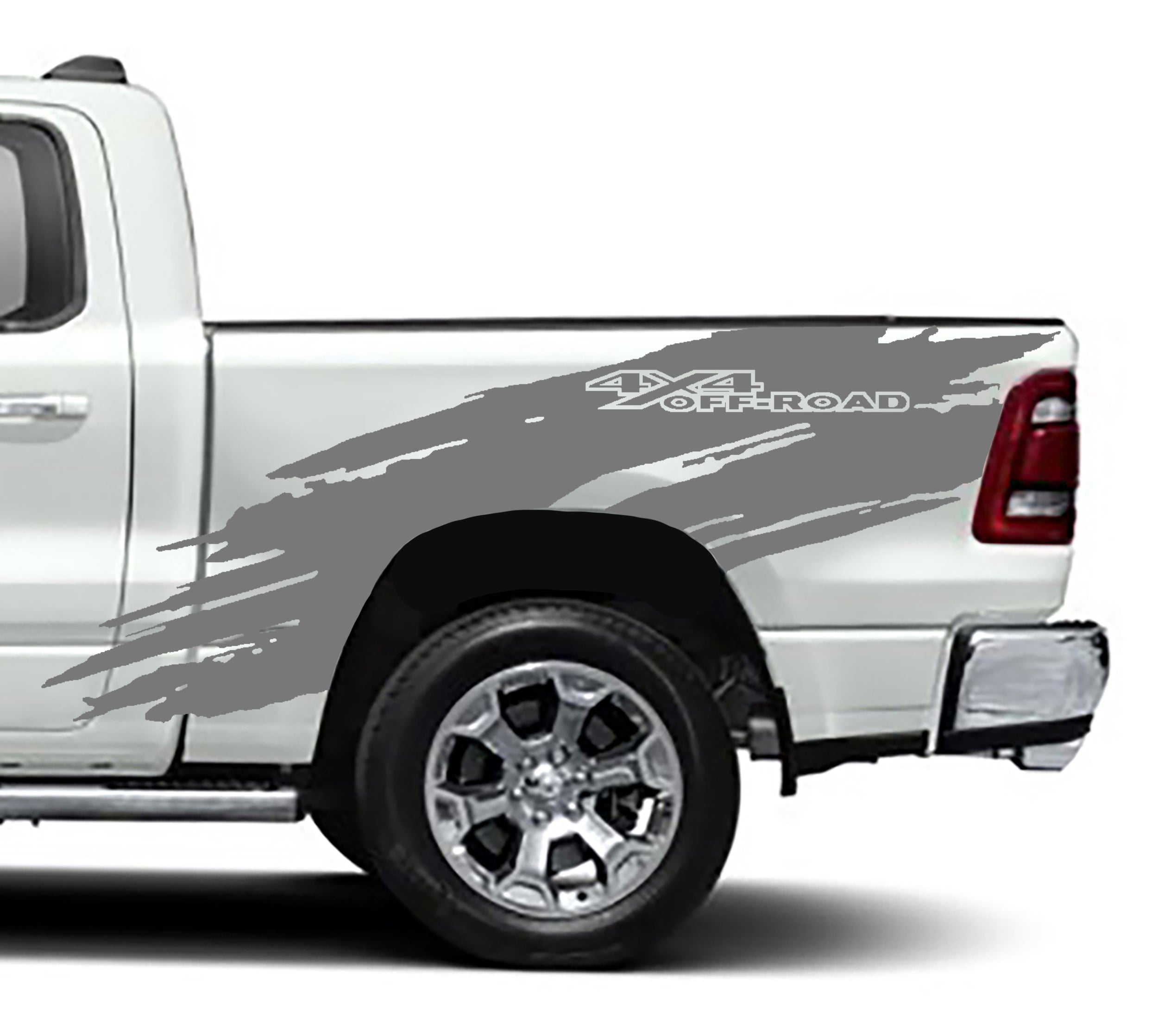 torn 4x4 off road bed graphics for dodge ram 1500 2500 2019 to 2023 models gray