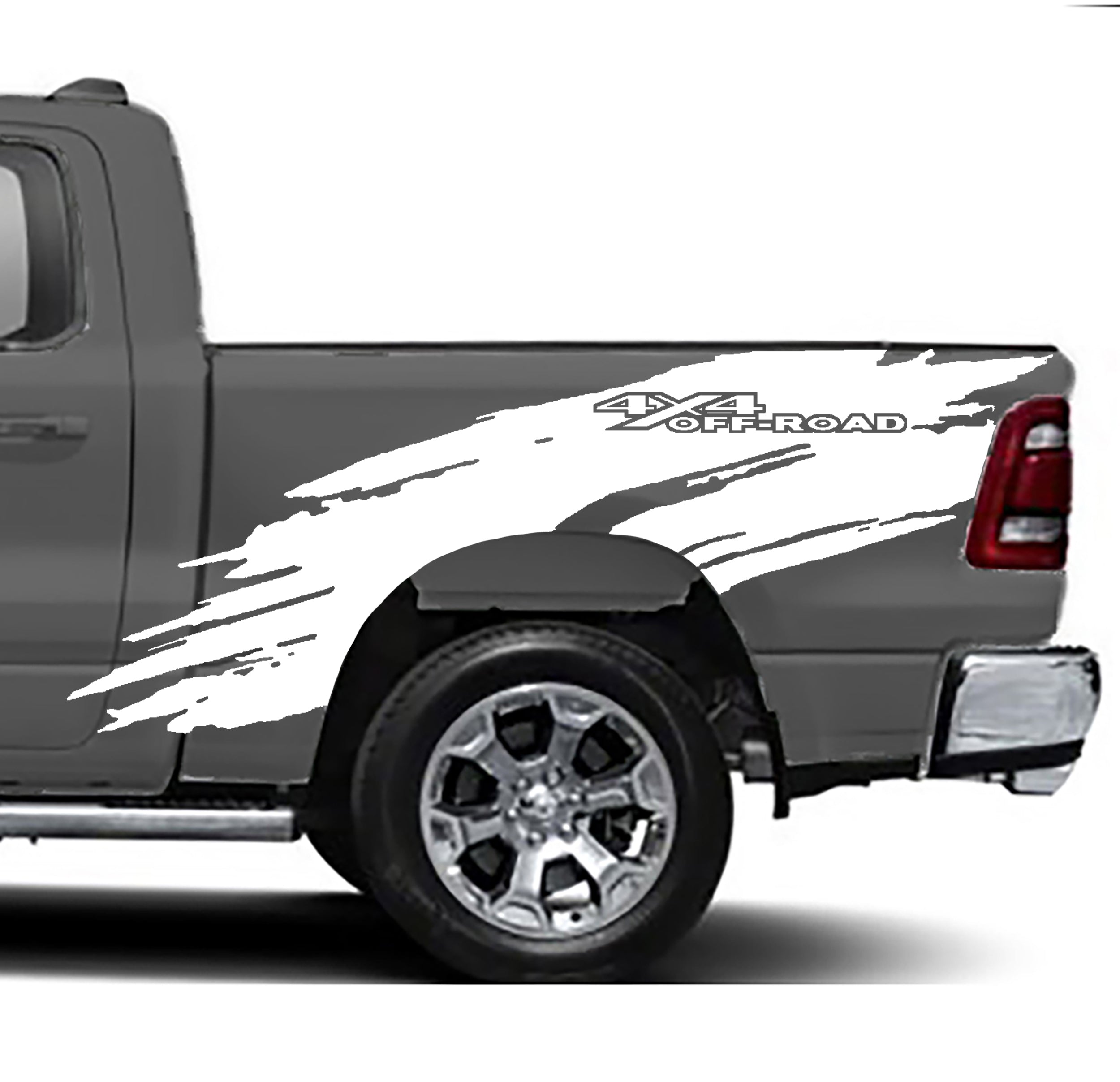 torn 4x4 off road bed graphics for dodge ram 1500 2500 2019 to 2023 models white