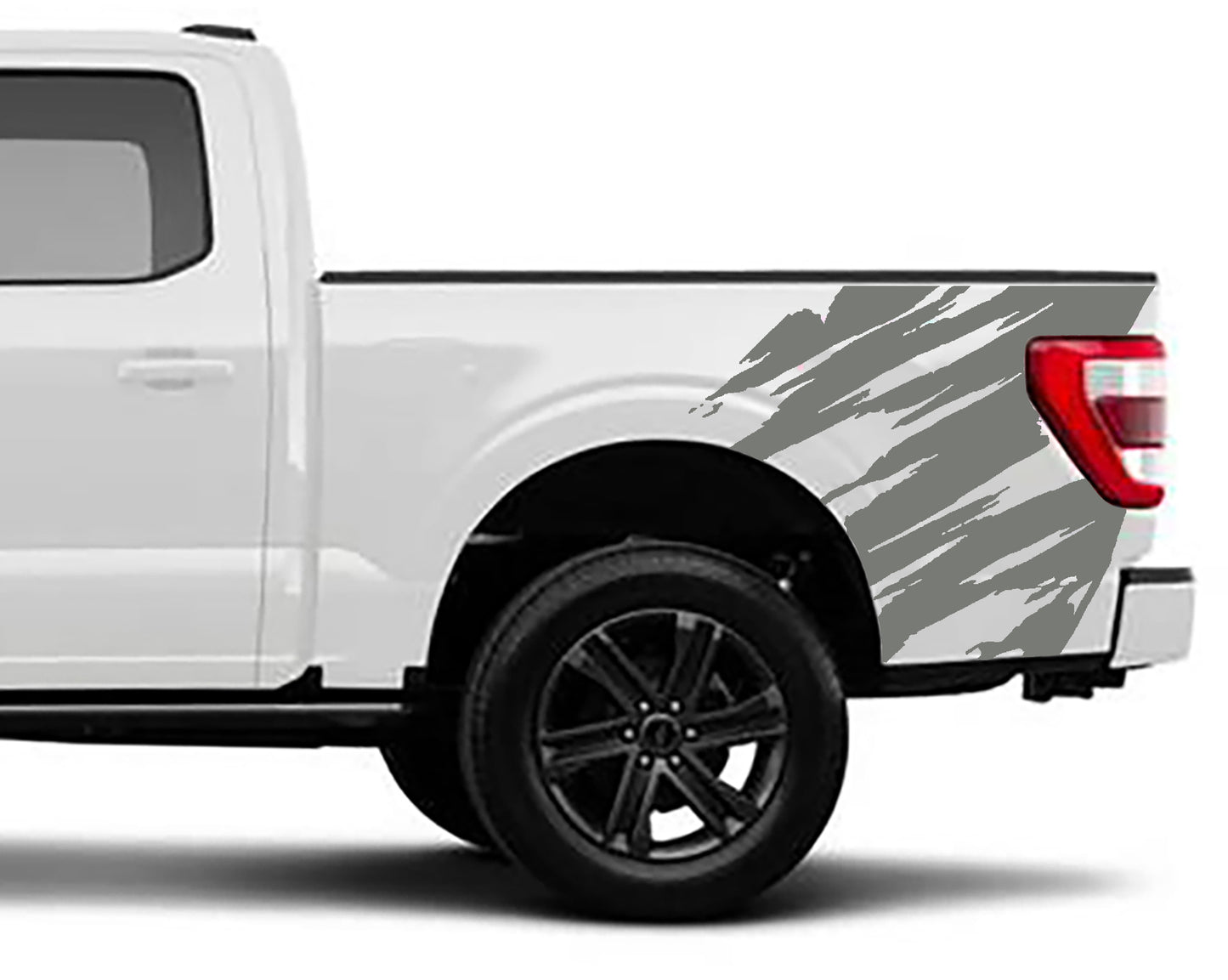 torn bed decals vinyl graphics for ford f 150 2021 to 2023 models gray