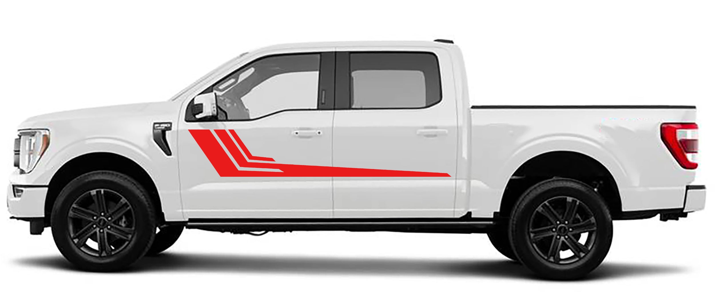 upper door hockey stripe vinyl graphics for ford f 150 2021 to 2023 models red