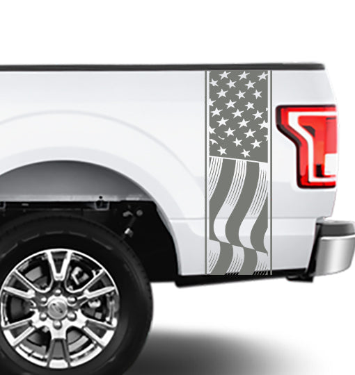 universal usa flag truck bed decal for all truck models and makes gray