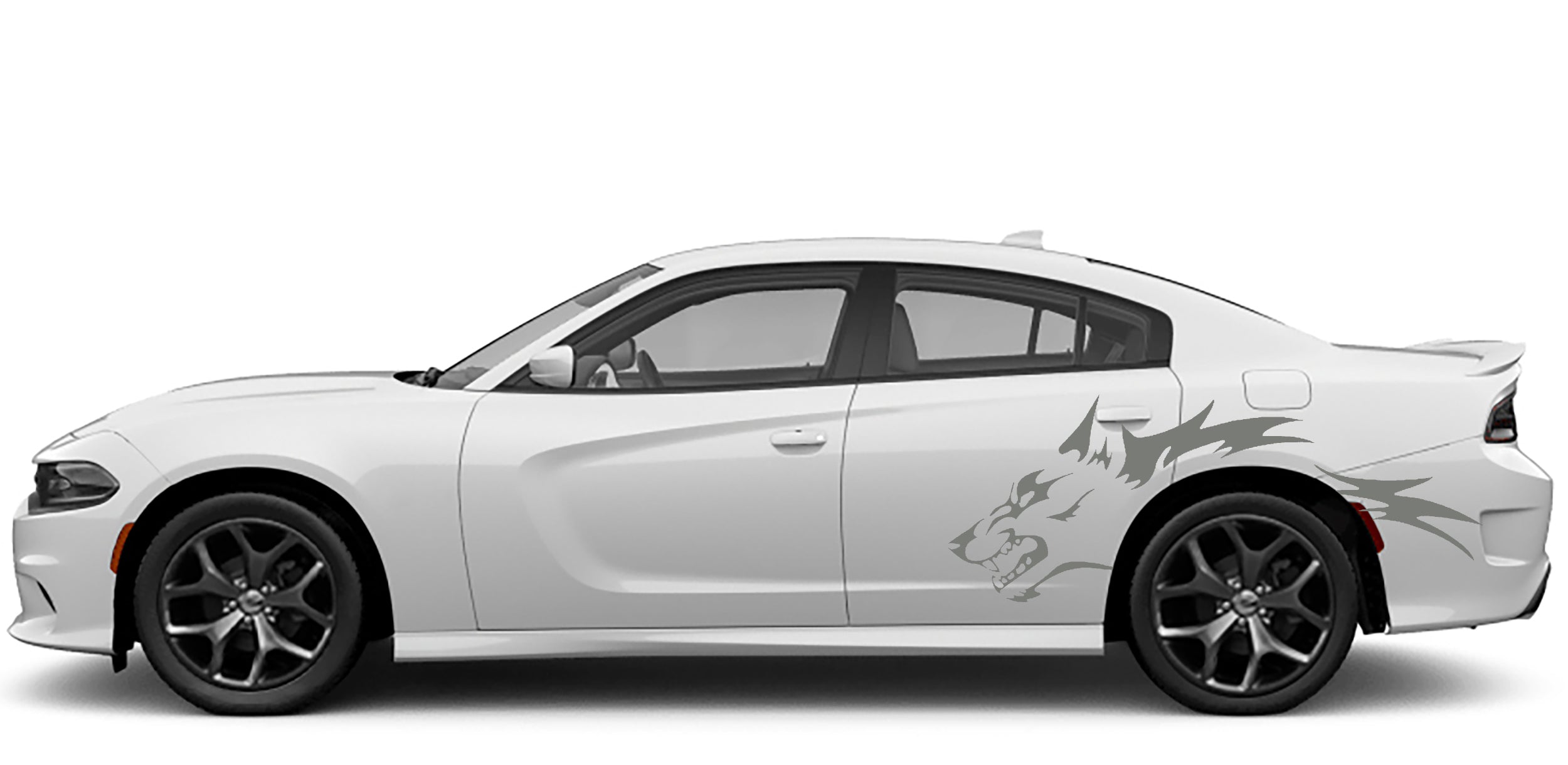 wolf side decals for dodge charger 2015 to 2023 models gray