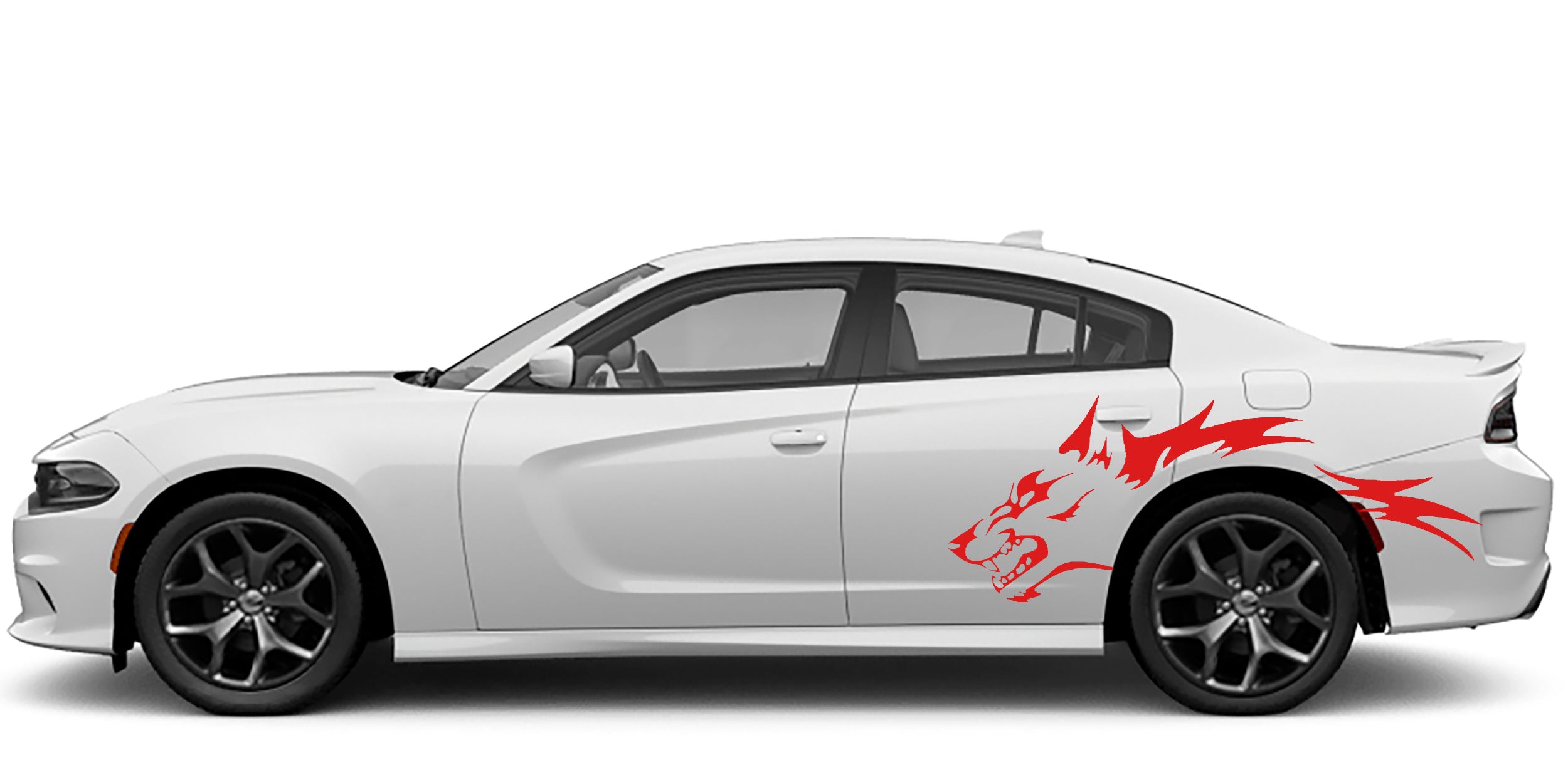 wolf side decals for dodge charger 2015 to 2023 models red