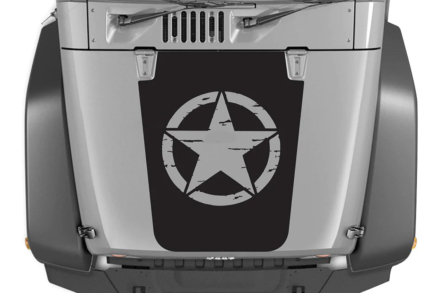 Jeep Wrangler JK (2007-2018) Custom Decals, Graphics and Stickers - Distressed Star Hood Decals - Jkprostickers