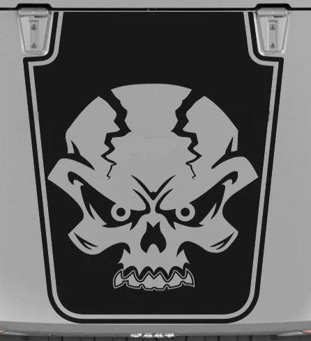 Jeep Wrangler JK (2007-2018) Custom Decals, Graphics and Stickers - Angry Skull Hood Decal - Jkprostickers