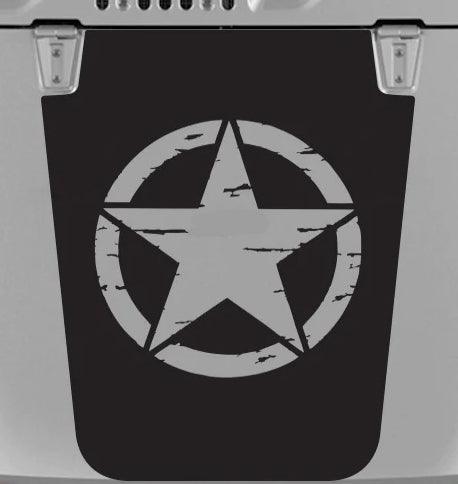 Jeep Wrangler JK (2007-2018) Custom Decals, Graphics and Stickers - Distressed Star Hood Decals - Jkprostickers