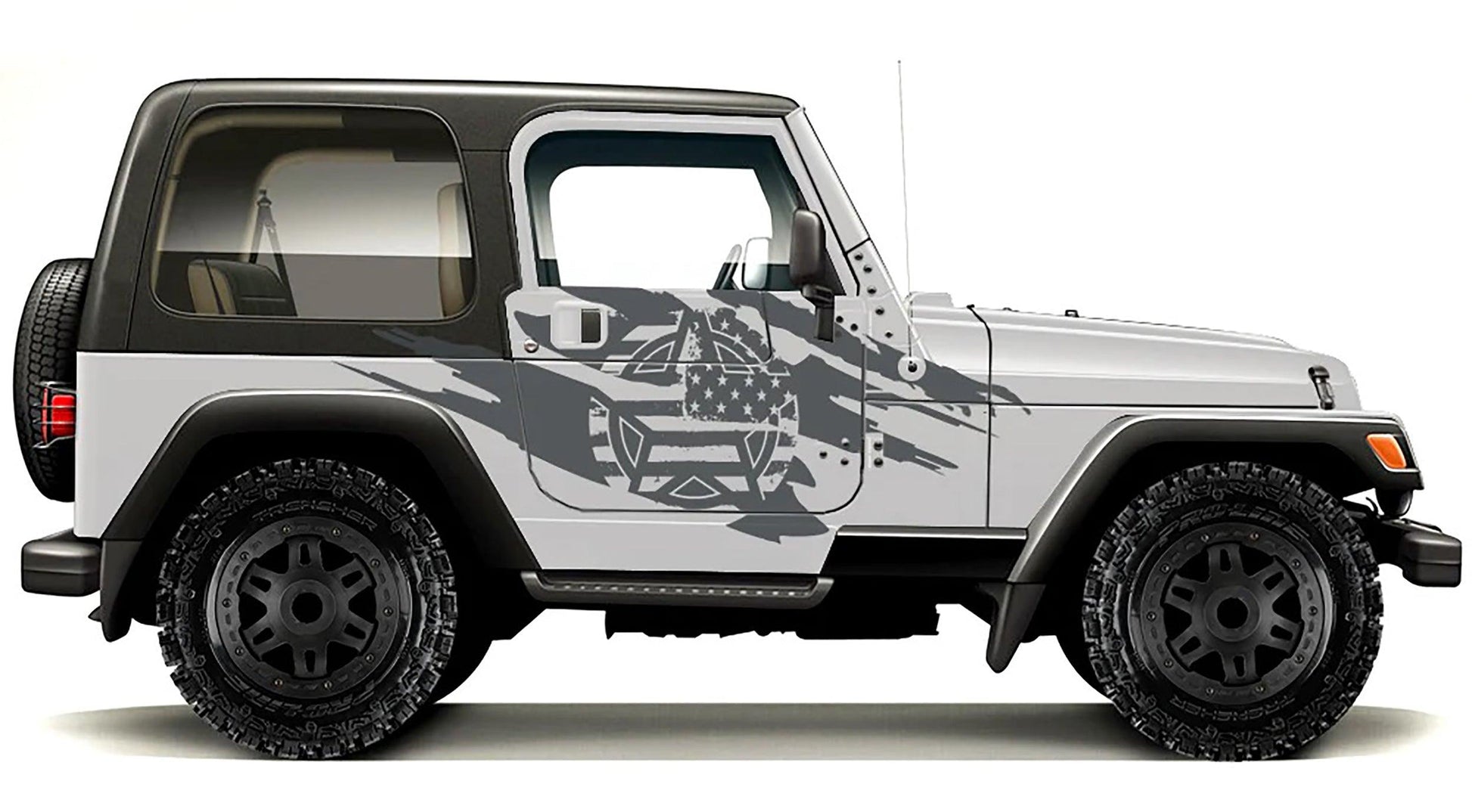 Jeep Wrangler (1999-2006) Custom Decals, Graphics and Stickers - Army Star Torn Kit - Jkprostickers
