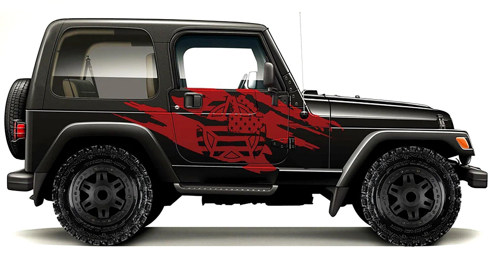 Jeep Wrangler (1999-2006) Custom Decals, Graphics and Stickers - Army Star Torn Kit - Jkprostickers
