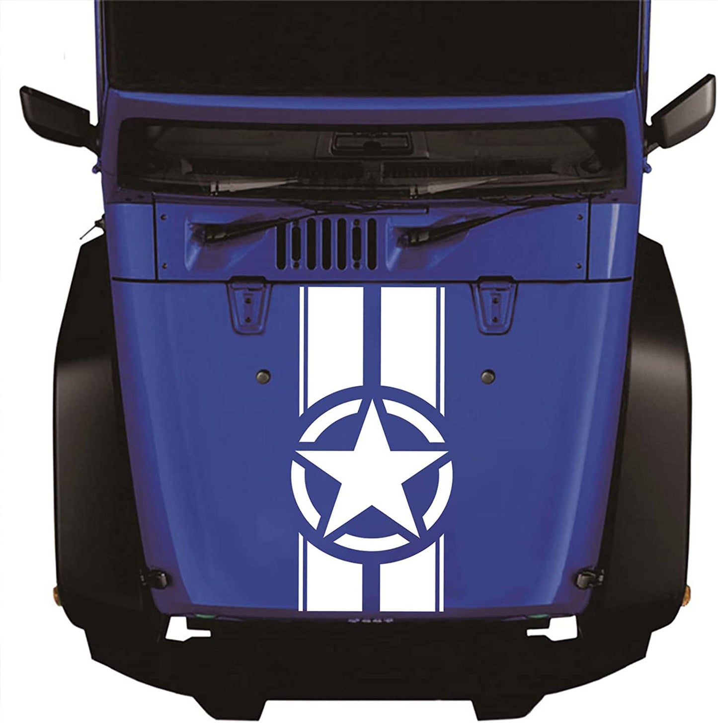 Jeep Wrangler JK (2007-2018) Custom Decals, Graphics and Stickers - Star Hood Stripe - Jkprostickers