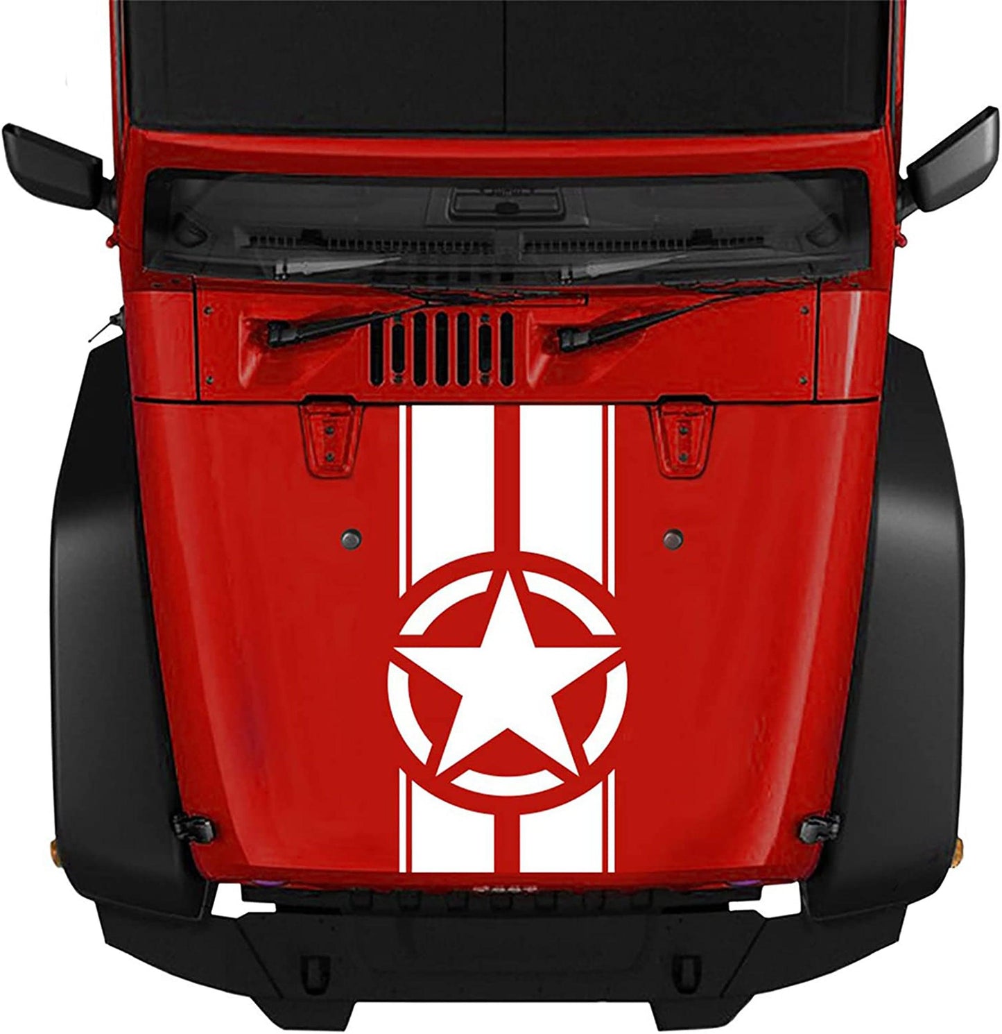Jeep Wrangler JK (2007-2018) Custom Decals, Graphics and Stickers - Star Hood Stripe - Jkprostickers