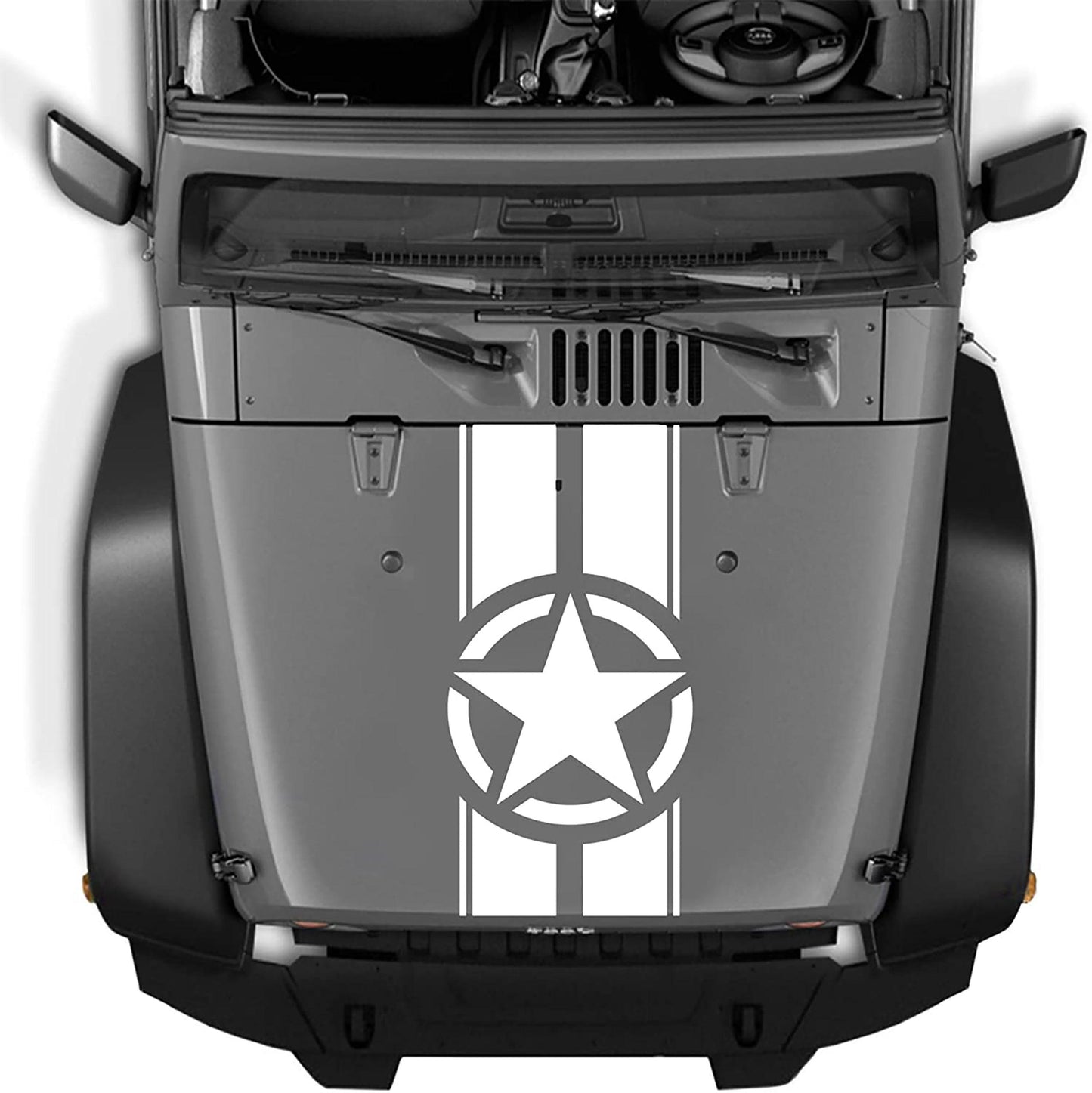 Jeep Wrangler JK (2007-2018) Custom Decals, Graphics and Stickers - Star Hood Stripe - Jkprostickers