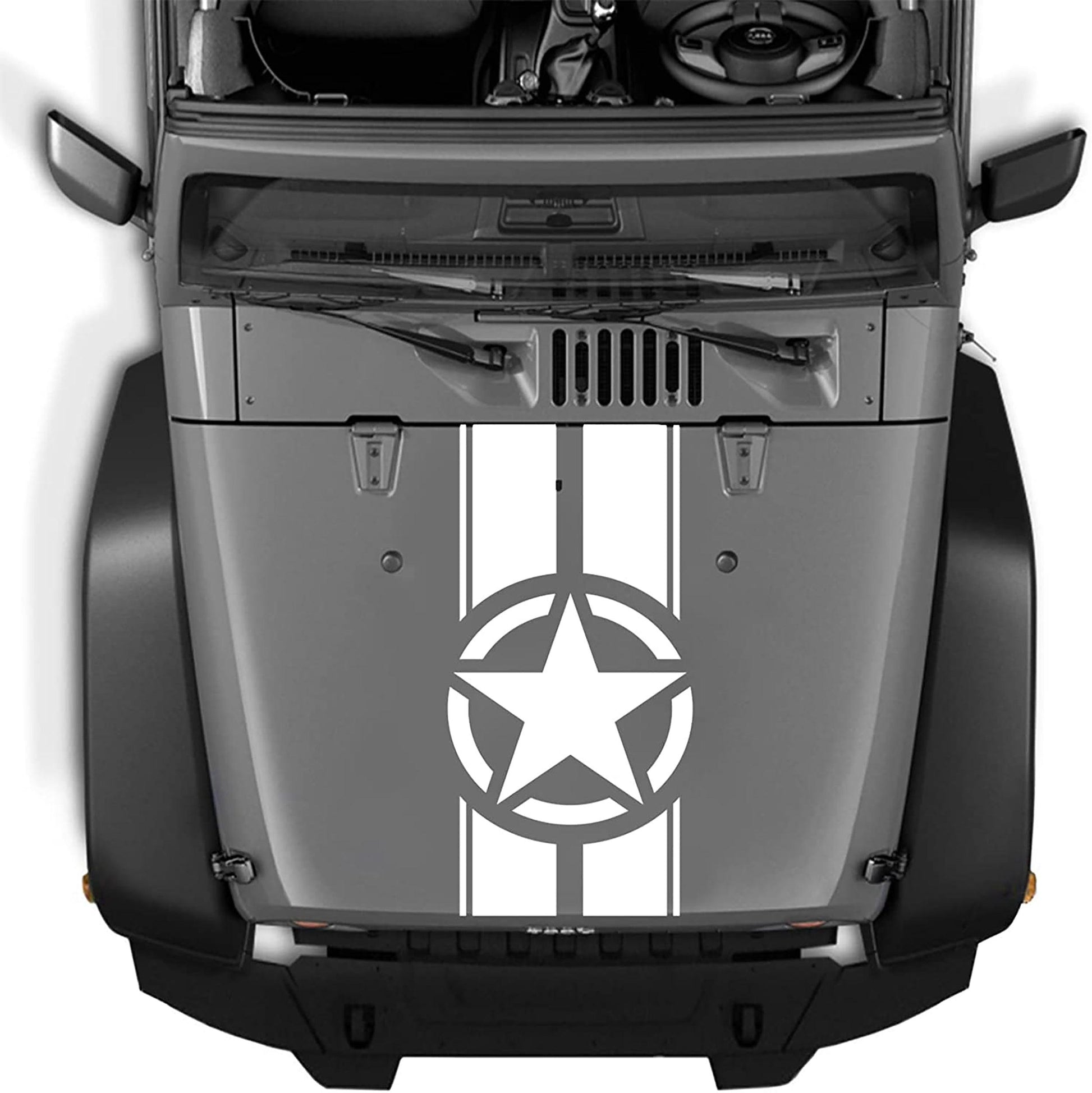Jeep Wrangler JK (2007-2018) Custom Decals, Graphics and Stickers - Star Hood Stripe - Jkprostickers