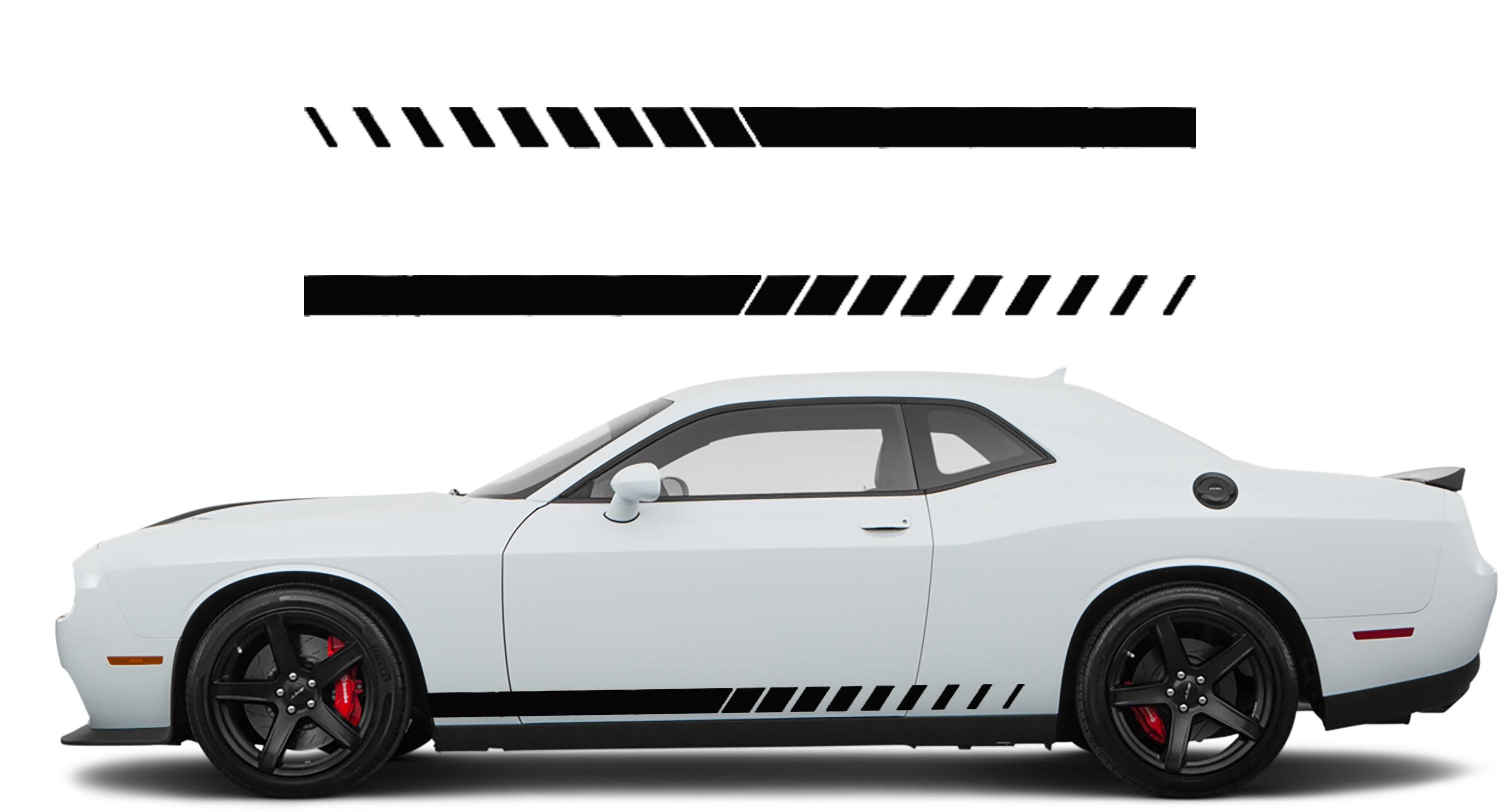 Dodge Challenger Side Racing Stripes Decals (Pair) : Vinyl Graphics Kit Fits (2008-2023)