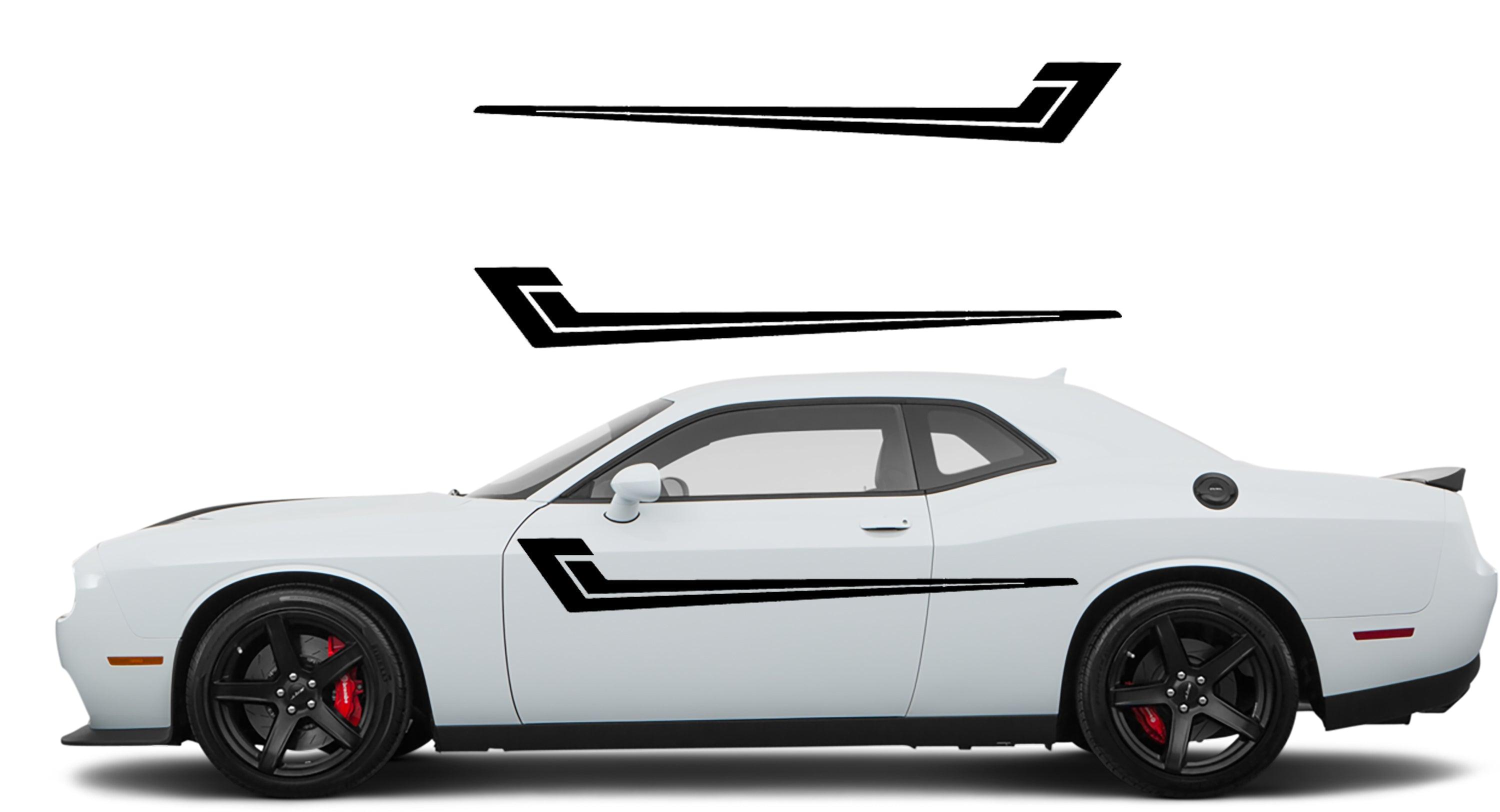 Dodge Challenger Door Stripes Side Decals (Pair) : Vinyl Graphics Kit Fits (2008-2023)