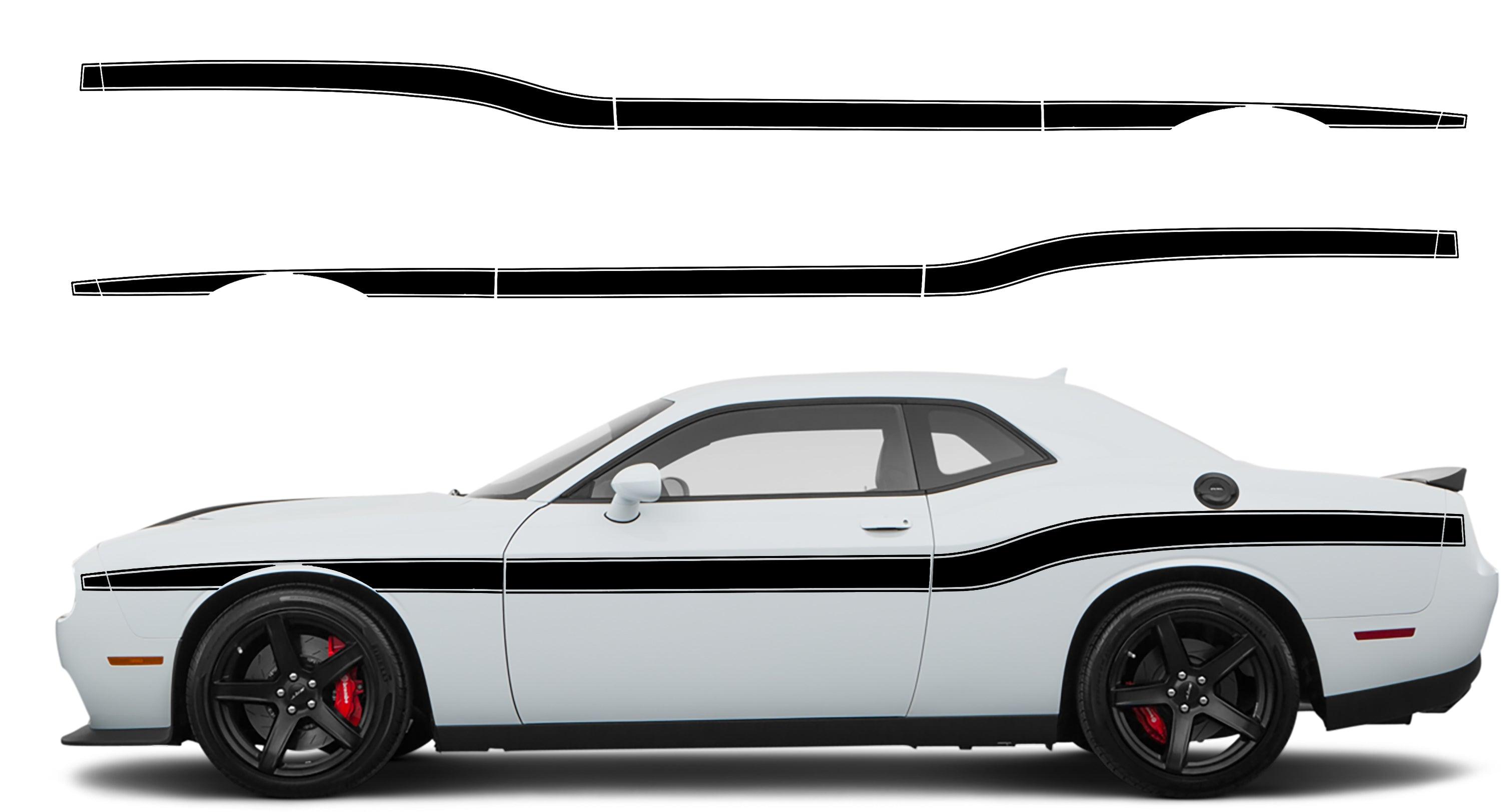 Dodge Challenger Beltline Standard Side Stripes Decals (Pair) : Vinyl Graphics Kit Fits (2008-2023)