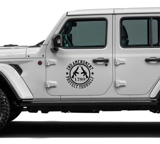 Second Amendment vinyl decal for jeep wrangler jl black