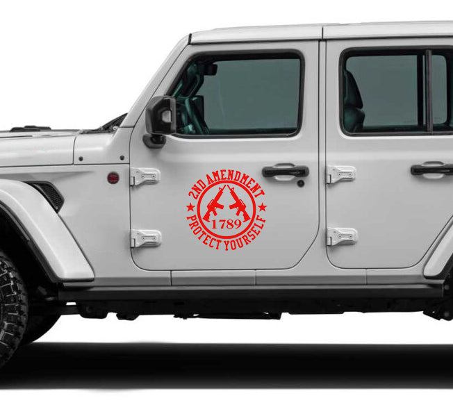 Second Amendment vinyl decal for jeep wrangler jl gray