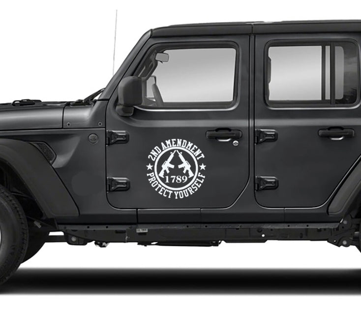Second Amendment vinyl decal for jeep wrangler jl white