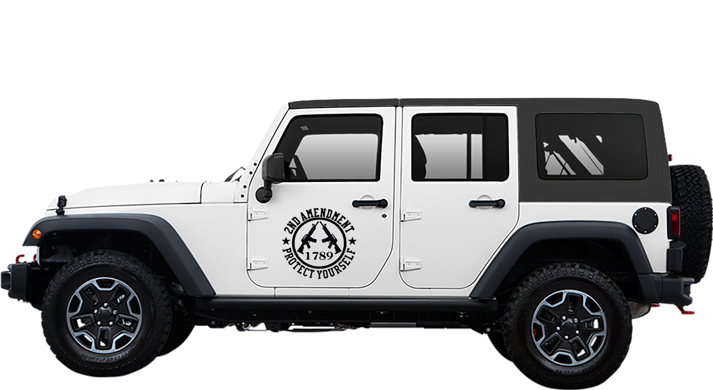2nd amendment side decals for jeep wrangler 2007 to 2018 models