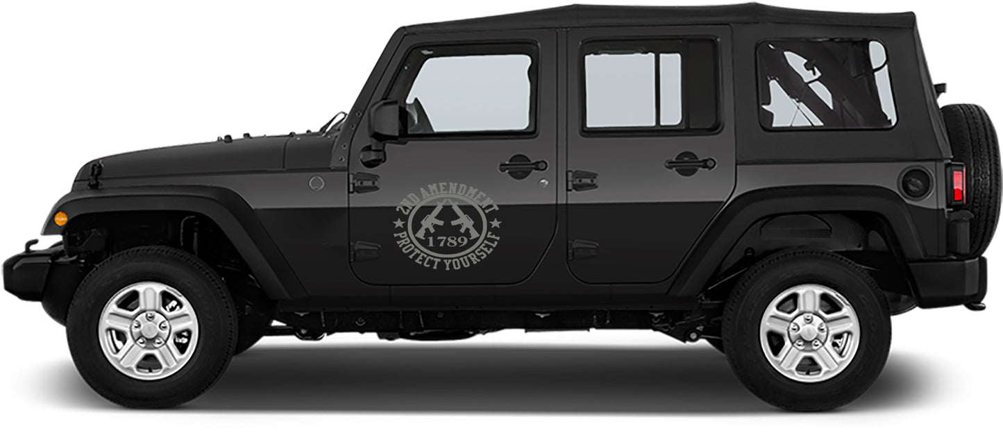 Jeep Wrangler JK Second Amendment Side Decals (Pair) : Vinyl Graphics Kit fits (2007-2018)