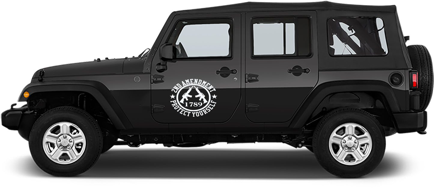 Jeep Wrangler JK Second Amendment Side Decals (Pair) : Vinyl Graphics Kit fits (2007-2018)