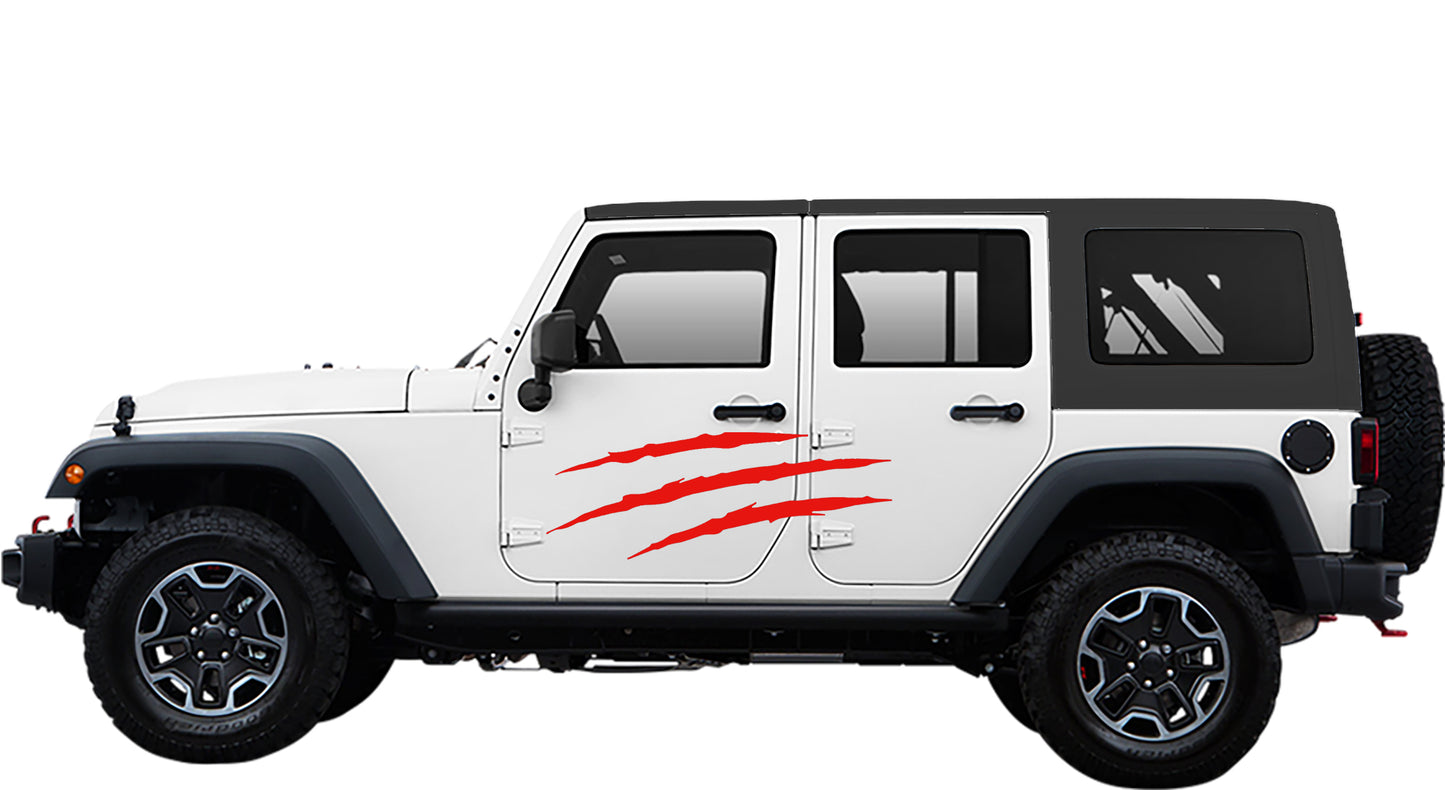 Jeep Wrangler JK Scratches Side Decals Pair : Vinyl Graphics Kit fits (2007-2018)