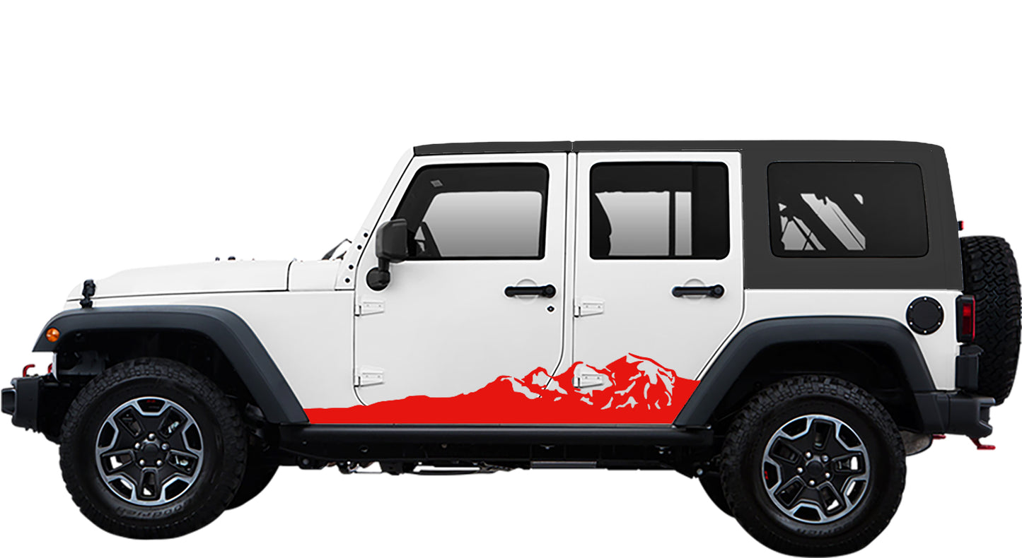 Jeep Wrangler JK Side Mountain Stripes (Pair) : Vinyl Graphics Kit fits (2007-2018)