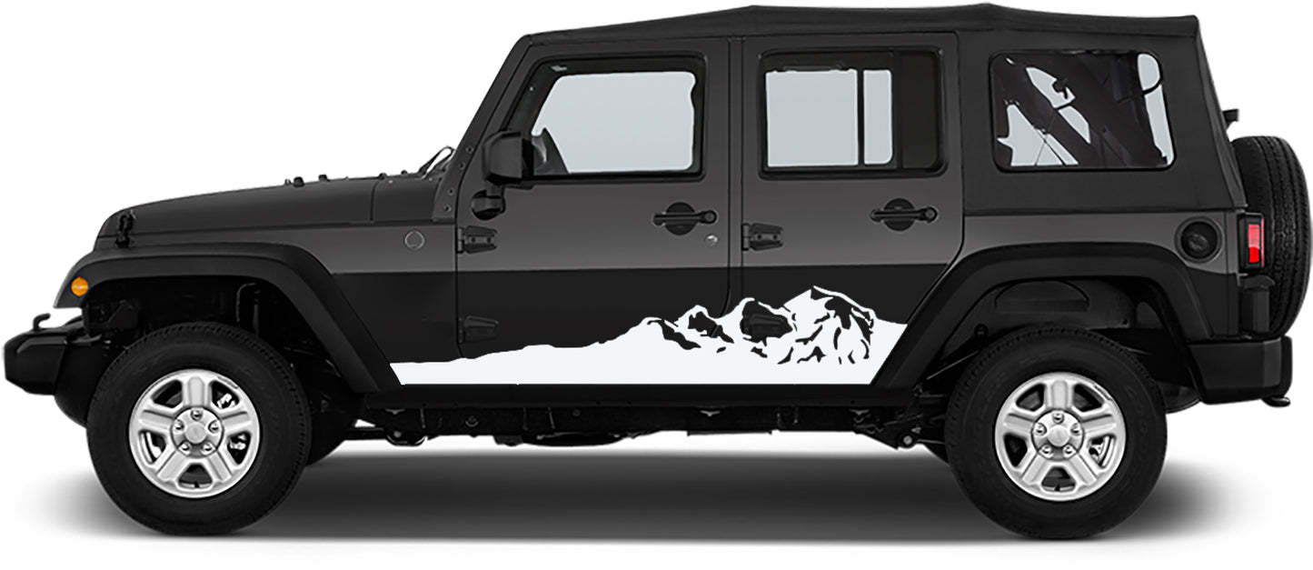 Jeep Wrangler JK Side Mountain Stripes (Pair) : Vinyl Graphics Kit fits (2007-2018)