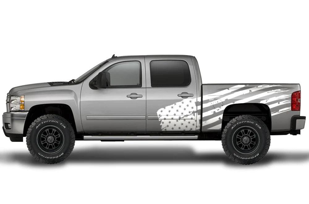 Chevrolet Silverado (2008-2013) Custom Decals, Graphics and Stickers - Patriot USA American Flag Kit - Jkprostickers