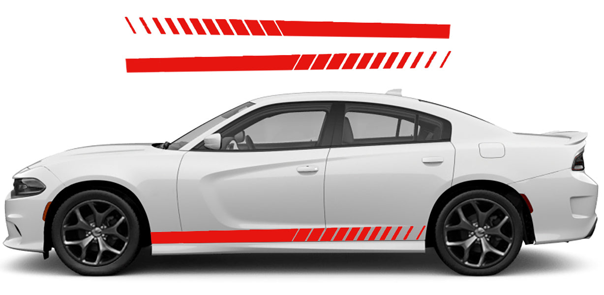 Dodge Charger Side Racing Stripes Decals (Pair) : Vinyl Graphics Kit Fits (2015-2023)
