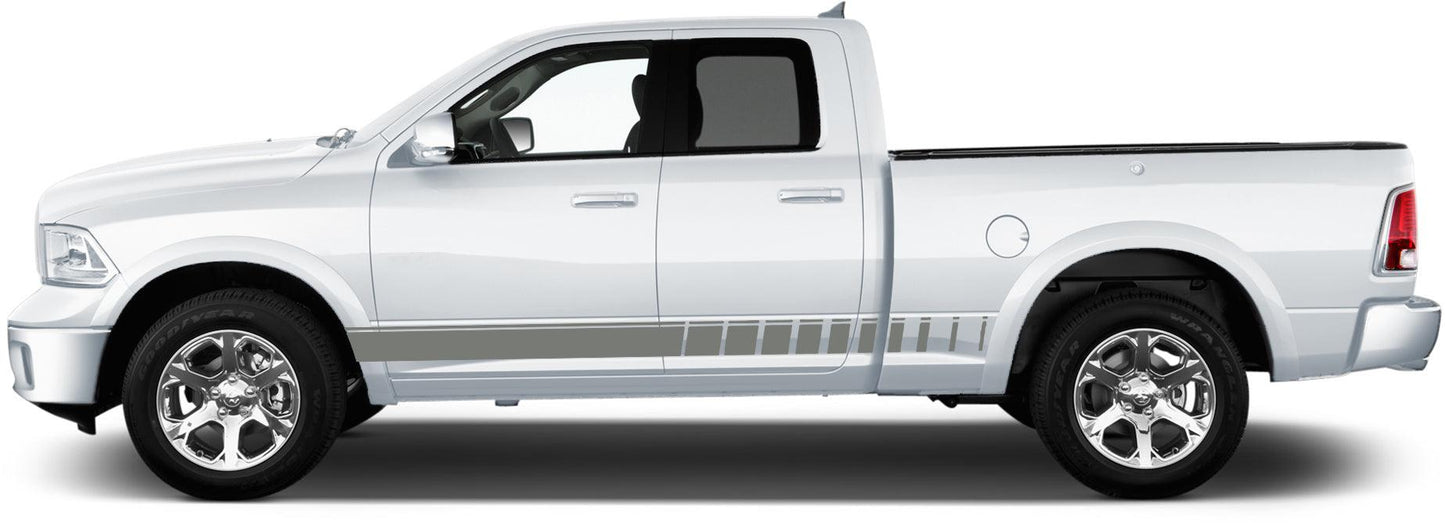 Dodge Ram 1500/2500/3500 (2009-2018) Custom Vinyl Decals, Graphics and Stickers - Long Side Stripes (Pair) - Jkprostickers