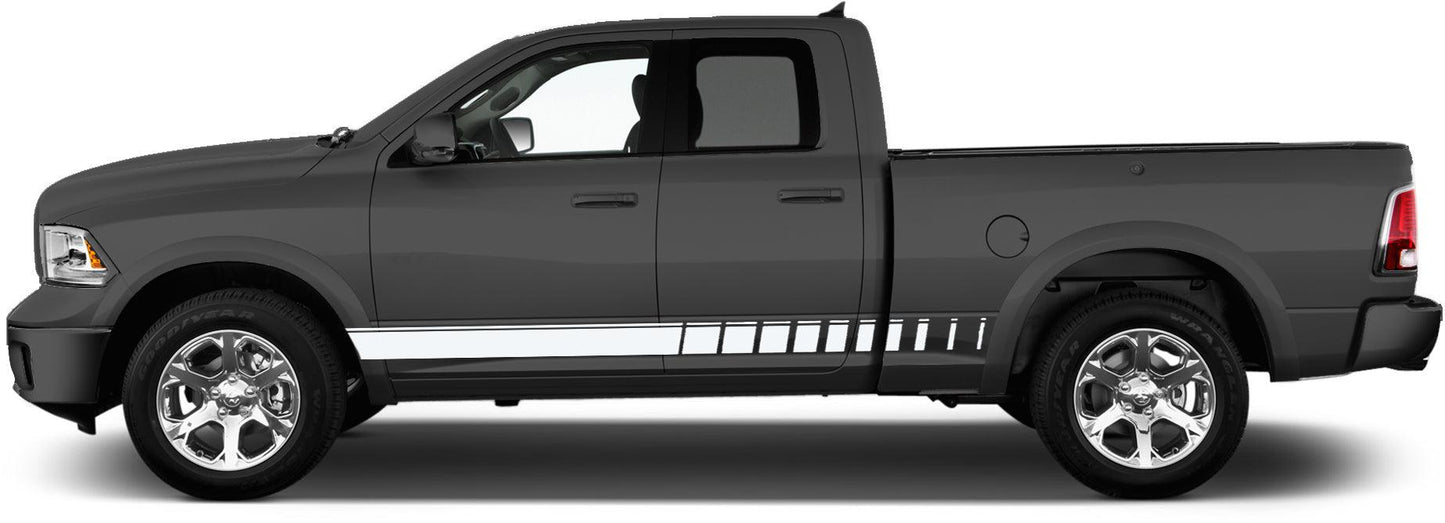 Dodge Ram 1500/2500/3500 (2009-2018) Custom Vinyl Decals, Graphics and Stickers - Long Side Stripes (Pair) - Jkprostickers