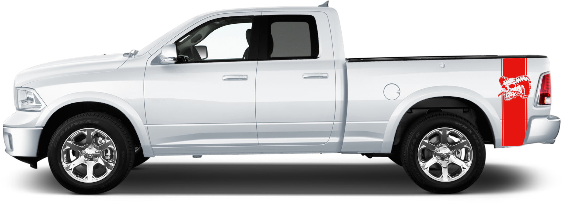 Dodge Ram Skull Bed Decals (Pair) : Vinyl Graphics Kit Fits (2009-2018)